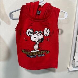 Vintage Snoopy Red Kids muscle tank with hood